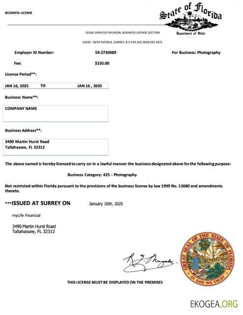 Modèle Word et PDF de licence commerciale aux États Unis et en Floride